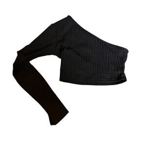 PLT Black ribbed cropped one shoulder Whimsygoth rave Y2K beachy NWOT SZ S